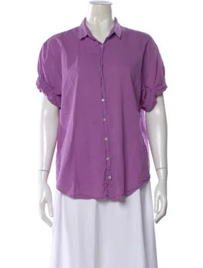 Pre-owned Xirena Short Sleeve Button-up Top In Purple