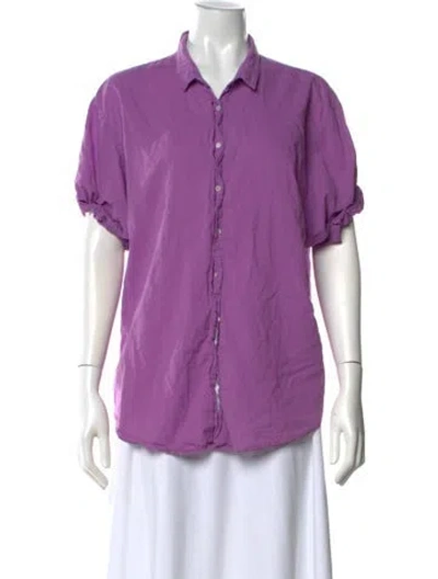 Pre-owned Xirena Short Sleeve Button-up Top In Purple