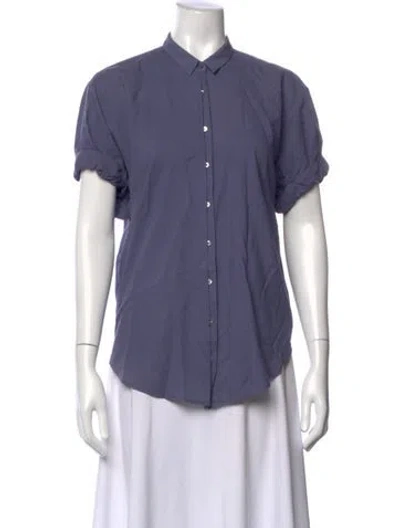Pre-owned Xirena Short Sleeve Button-up Top In Purple