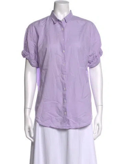 Pre-owned Xirena Short Sleeve Button-up Top In Purple