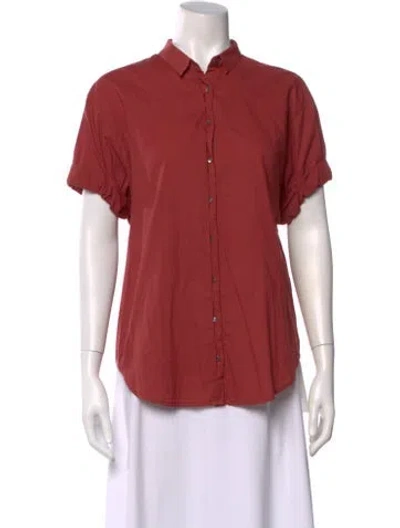 Pre-owned Xirena Short Sleeve Button-up Top In Red