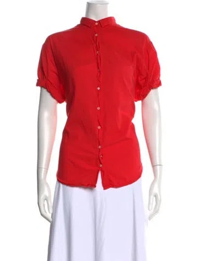 Pre-owned Xirena Short Sleeve Button-up Top In Red