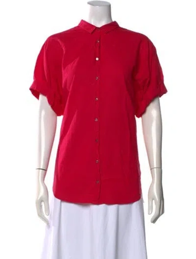 Pre-owned Xirena Short Sleeve Button-up Top In Red
