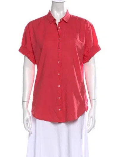 Pre-owned Xirena Short Sleeve Button-up Top In Red