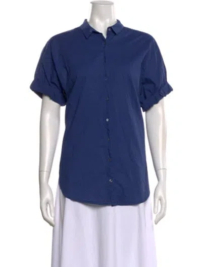Pre-owned Xirena Short Sleeve Button-up Top W/ Tags In Blue