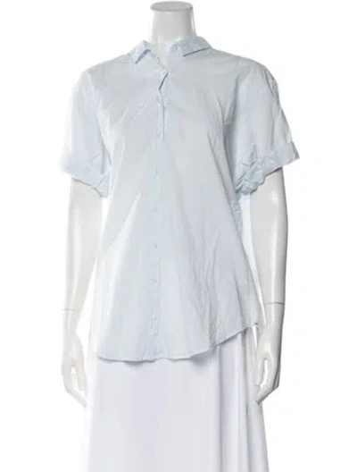 Pre-owned Xirena Short Sleeve Button-up Top W/ Tags In Blue