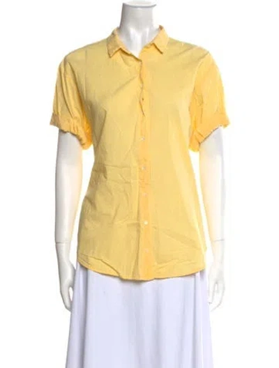 Pre-owned Xirena Short Sleeve Button-up Top W/ Tags In Yellow