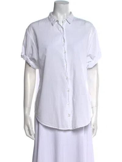 Pre-owned Xirena Short Sleeve Button-up Top In White