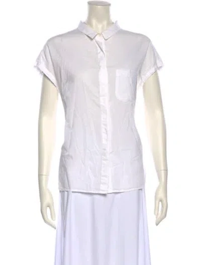 Pre-owned Xirena Short Sleeve Button-up Top In White