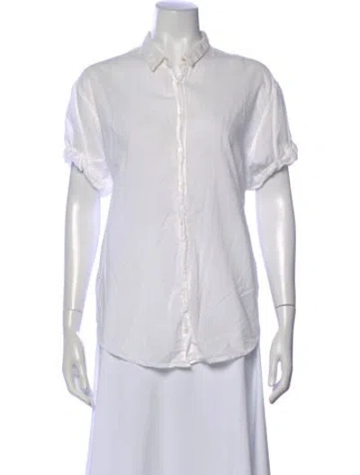 Pre-owned Xirena Short Sleeve Button-up Top In White