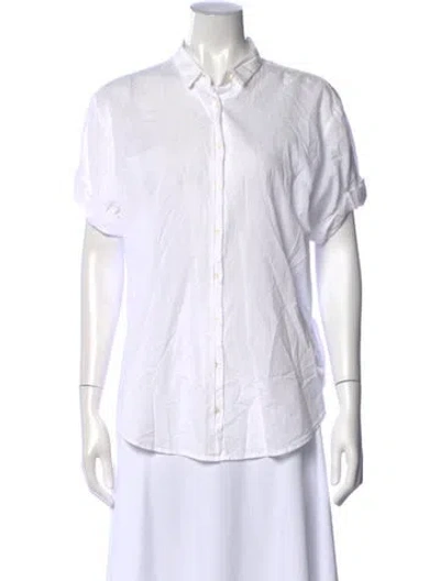 Pre-owned Xirena Short Sleeve Button-up Top In White