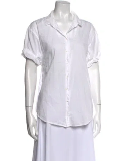 Pre-owned Xirena Short Sleeve Button-up Top In White