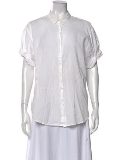 Pre-owned Xirena Short Sleeve Button-up Top In White