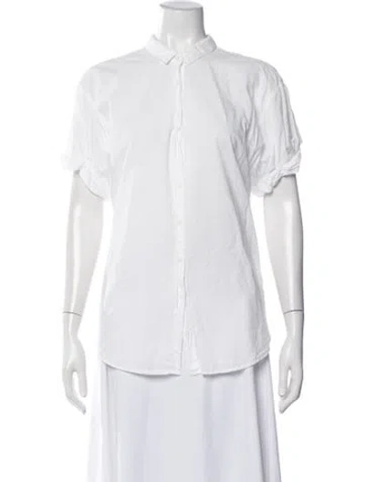 Pre-owned Xirena Short Sleeve Button-up Top In White