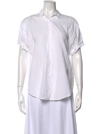 Pre-owned Xirena Short Sleeve Button-up Top In White