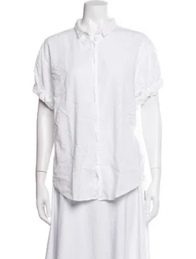 Pre-owned Xirena Short Sleeve Button-up Top In White