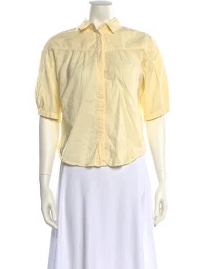 Pre-owned Xirena Short Sleeve Button-up Top In Yellow