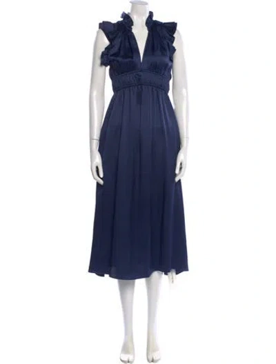 Pre-owned Xirena Silk Long Dress In Blue