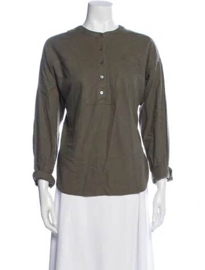 Pre-owned Xirena Silk Long Sleeve Button-up Top In Green