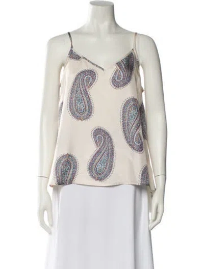 Pre-owned Xirena Silk Paisley Print Top W/ Tags In White