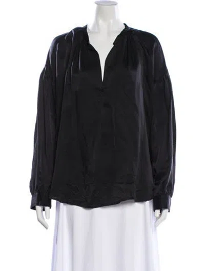 Pre-owned Xirena Silk V-neck Blouse In Black