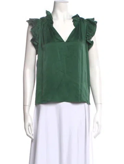 Pre-owned Xirena Silk V-neck Blouse In Green
