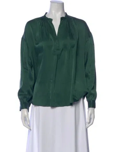 Pre-owned Xirena Silk V-neck Blouse In Green