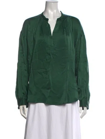 Pre-owned Xirena Silk V-neck Blouse In Green