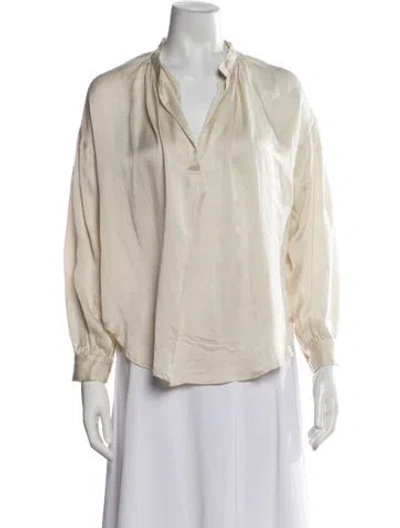 Pre-owned Xirena Silk V-neck Blouse In Neutrals