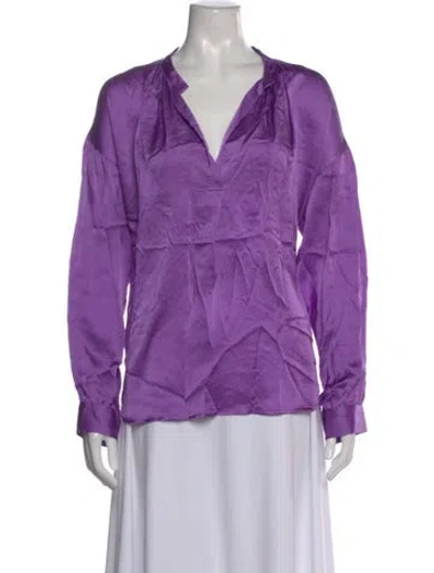 Pre-owned Xirena Silk V-neck Blouse In Purple