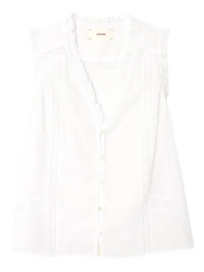 Xirena Sleeveless Ruffled Top In White