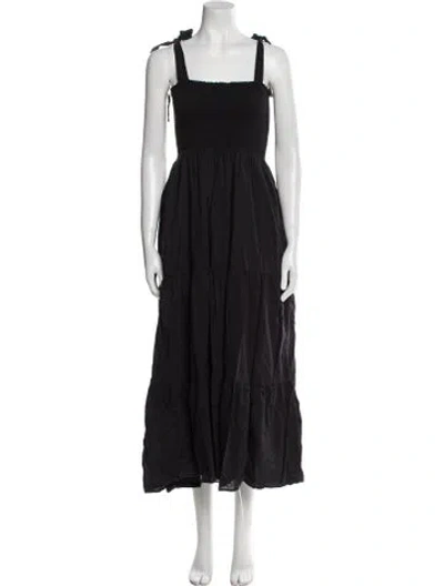 Pre-owned Xirena Square Neckline Long Dress In Black