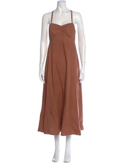 Pre-owned Xirena Square Neckline Long Dress In Brown