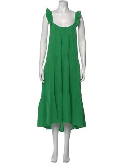 Pre-owned Xirena Square Neckline Long Dress In Green
