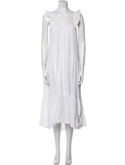 Pre-owned Xirena Square Neckline Long Dress In White