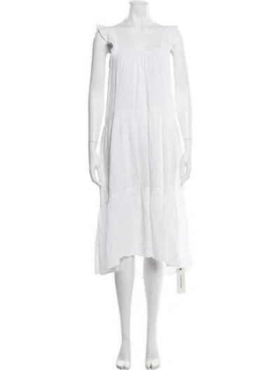 Pre-owned Xirena Square Neckline Long Dress In White