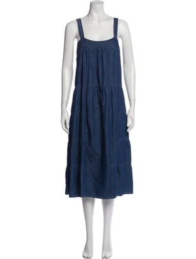 Pre-owned Xirena Square Neckline Midi Length Dress In Blue