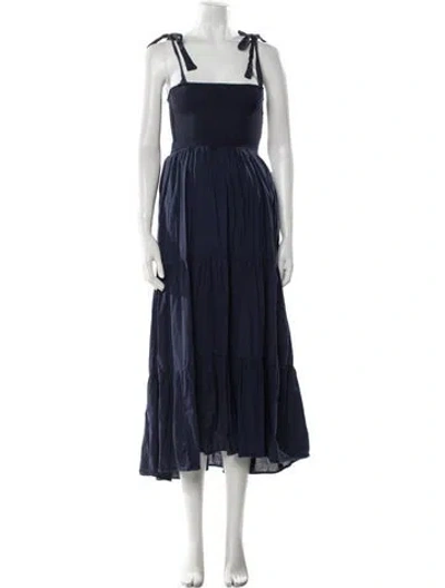 Pre-owned Xirena Square Neckline Midi Length Dress In Blue