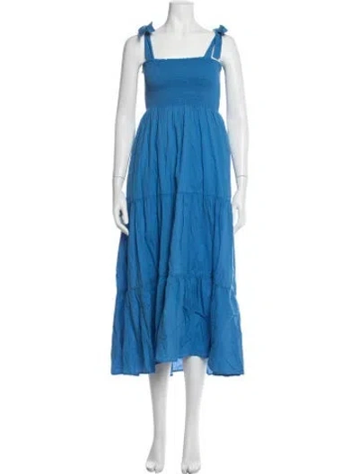 Pre-owned Xirena Square Neckline Midi Length Dress In Blue