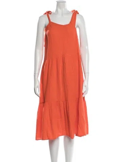 Pre-owned Xirena Square Neckline Midi Length Dress In Orange