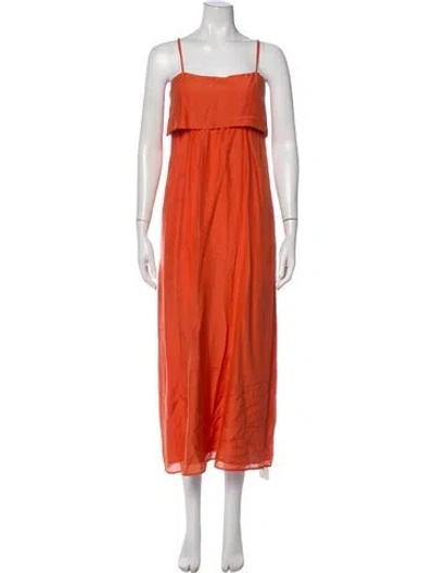 Pre-owned Xirena Square Neckline Midi Length Dress In Orange