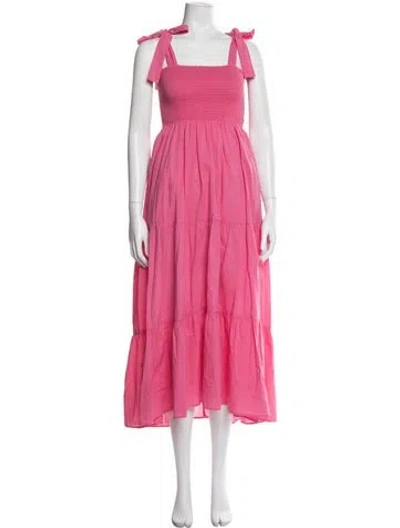 Pre-owned Xirena Square Neckline Midi Length Dress In Pink