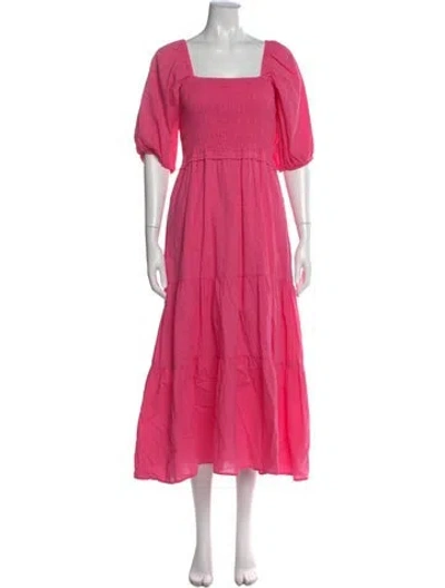 Pre-owned Xirena Square Neckline Midi Length Dress In Pink