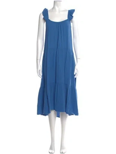 Pre-owned Xirena Square Neckline Midi Length Dress W/ Tags In Blue