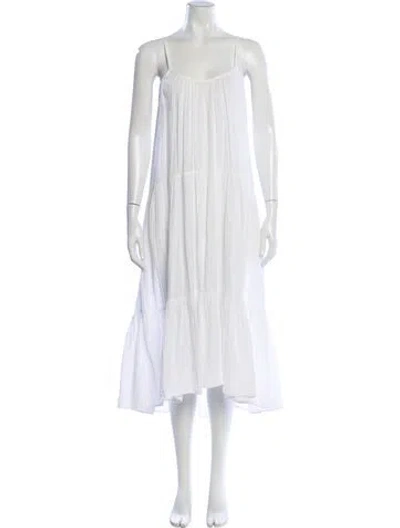Pre-owned Xirena Square Neckline Midi Length Dress In White