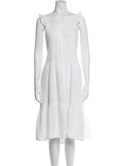 Pre-owned Xirena Square Neckline Midi Length Dress In White