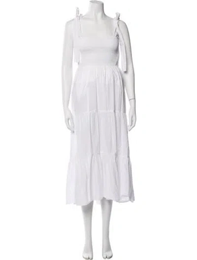 Pre-owned Xirena Square Neckline Midi Length Dress In White