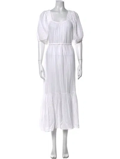 Pre-owned Xirena Square Neckline Midi Length Dress In White