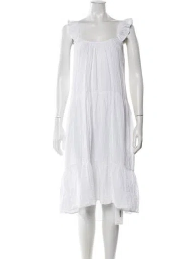 Pre-owned Xirena Square Neckline Midi Length Dress In White