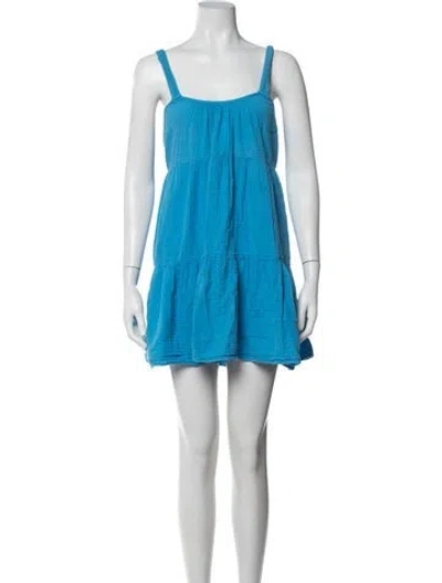 Pre-owned Xirena Square Neckline Mini Dress In Blue